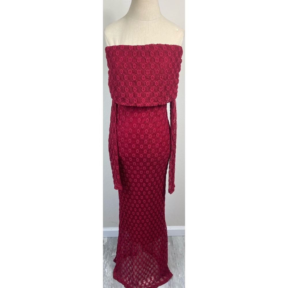 Bardot Adoni Off the Shoulder Long Sleeve Embroidered Maxi Dress